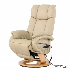 Modoform Fauteuil de relaxation Casey - Cuir véritable / Imitation cuir - Crème
