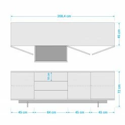 Eva Padberg Collection Buffet Payara - Noyer / Anthracite -loftscape Boutique 1000007105 201015 10382700001 SKETCH DETAILS P000000001000007105 sketch