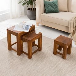 Ars Natura Tables d’appoint Ohio (3 éléments) - Sheesham massif ciré -loftscape Boutique 1000008721 210518 15225400013 DETAILS P000000001000008721