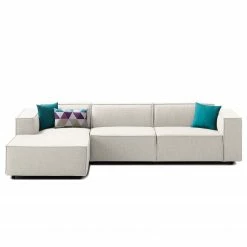 Canapé d'angle Kinx II - Tissu Milan : Blanc vieilli - Méridienne courte à gauche (vue de face) - Sans fonction -loftscape Boutique 1000011698 180619 155820612 GALLERYIMAGES P000000001000011698