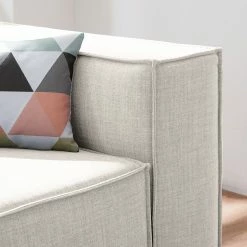 Canapé d'angle Kinx II - Tissu Milan : Blanc vieilli - Méridienne courte à gauche (vue de face) - Sans fonction -loftscape Boutique 1000011698 180619 155820618 GALLERYIMAGES P000000001000011698