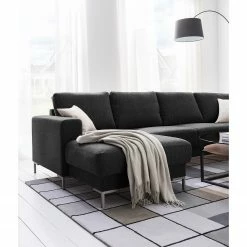 Fredriks Canapé panoramique Summer - Tissu Madu: Noir - Méridienne courte à droite / longue à gauche (vue de face) -loftscape Boutique 1000012450 201130 15533100190 DETAILS P000000001000012450