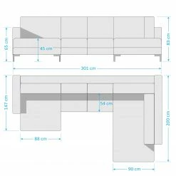 Fredriks Canapé panoramique Summer - Tissu Madu: Noir - Méridienne courte à droite / longue à gauche (vue de face) -loftscape Boutique 1000012450 201130 15533200198 SKETCH DETAILS P000000001000012450 sketch