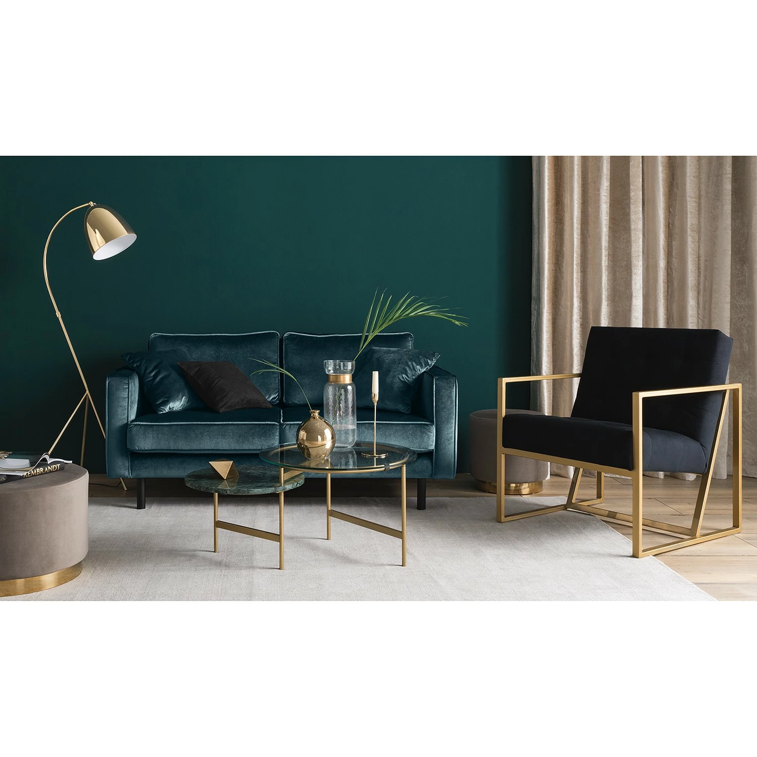 Eva Padberg Collection Canapé Edina (2 places) - Bleu foncé 7 Eva Padberg Collection Canapé Edina (2 places) - Bleu foncé – Image 5