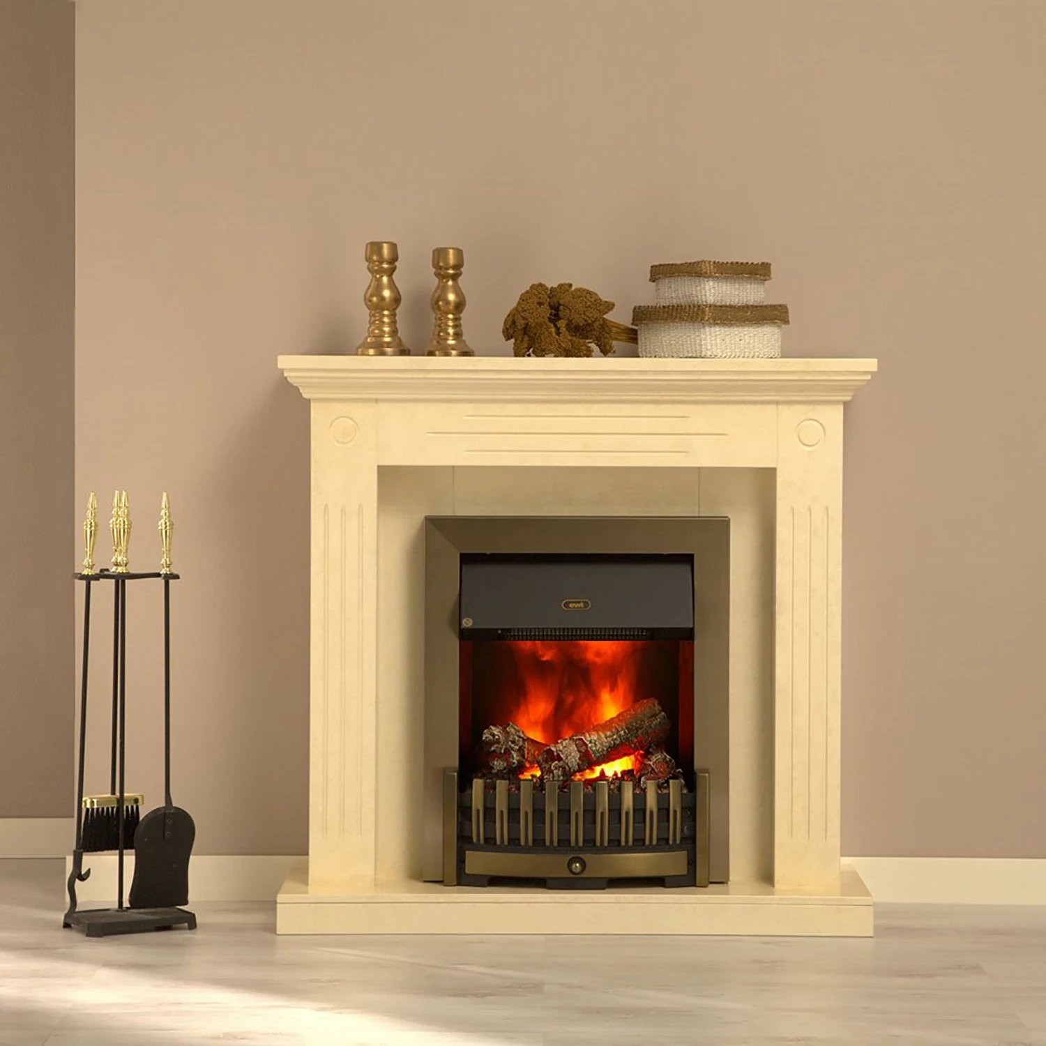 Montreux Cheminée électrique Washington - Crème / Beige marbré 4 Montreux Cheminée électrique Washington - Crème / Beige marbré – Image 2