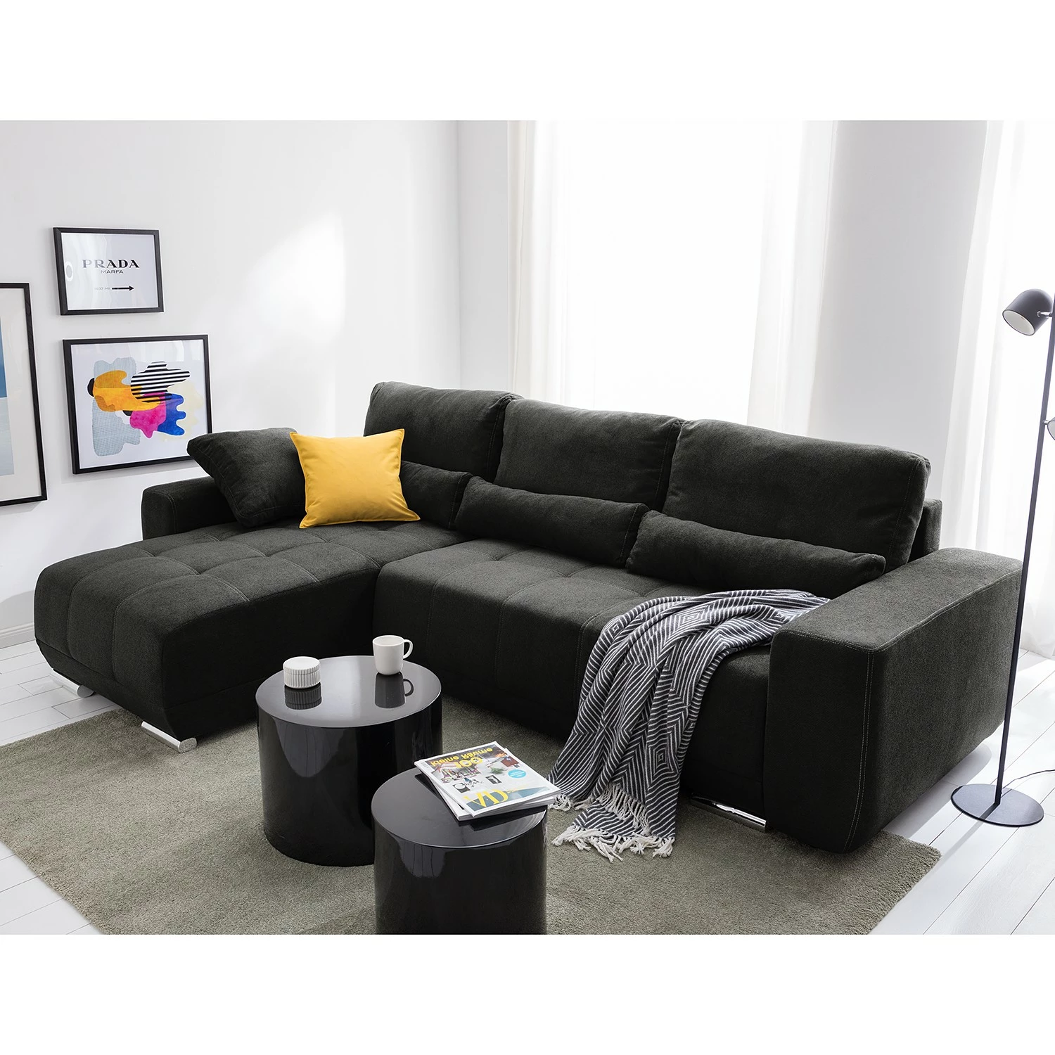 Fredriks Canapé d'angle Galilea (convertible) - Microfibre Bobil: Gris foncé 13 Fredriks Canapé d'angle Galilea (convertible) - Microfibre Bobil: Gris foncé – Image 11