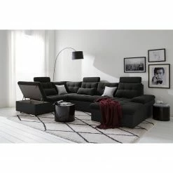 Fredriks Canapé panoramique Puntiro I - Tissu - Cuir synthétique Lilo / Tissu structuré Satur: Noit / Anthracite - Méridienne courte à droite / longue à gauche (vue de face) 38 Fredriks Canapé panoramique Puntiro I - Tissu - Cuir synthétique Lilo / Tissu structuré Satur: Noit / Anthracite - Méridienne courte à droite / longue à gauche (vue de face) -loftscape Boutique 1000021539 210614 18401900084 MOOD DETAILS P000000001000021539 mood