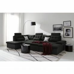 Fredriks Canapé panoramique Puntiro I - Tissu - Cuir synthétique Lilo / Tissu structuré Satur: Noit / Anthracite - Méridienne courte à droite / longue à gauche (vue de face) 48 Fredriks Canapé panoramique Puntiro I - Tissu - Cuir synthétique Lilo / Tissu structuré Satur: Noit / Anthracite - Méridienne courte à droite / longue à gauche (vue de face) -loftscape Boutique 1000021539 210614 18402000094 DETAILS P000000001000021539