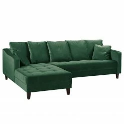 Jack & Alice Canapé d'angle Elnora - Vert foncé - Méridienne longue à gauche (vue de face) - Avec repose-pieds -loftscape Boutique 1000022208 180723 105304340 GALLERYIMAGES P000000001000022208