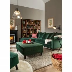 Jack & Alice Canapé d'angle Elnora - Vert foncé - Méridienne longue à gauche (vue de face) - Avec repose-pieds -loftscape Boutique 1000022208 181127 13052500012 MOOD GALLERYIMAGES P000000001000022208 mood