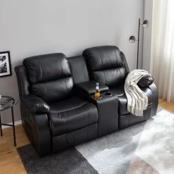 Modoform Fauteuil de cinéma Mendis (2 places) - Imitation cuir - Noir -loftscape Boutique 1000027315 201126 16525000003 MOOD DETAILS P000000001000027315 mood