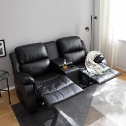 Modoform Fauteuil de cinéma Mendis (2 places) - Imitation cuir - Noir -loftscape Boutique 1000027315 201126 16525200004 MOOD DETAILS P000000001000027315 mood