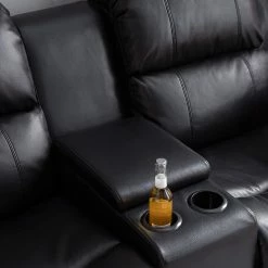 Modoform Fauteuil de cinéma Mendis (2 places) - Imitation cuir - Noir -loftscape Boutique 1000027315 201126 16530100009 MOOD DETAILS P000000001000027315 mood