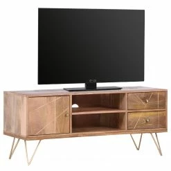 Ars manufacti Meuble TV Argallo - Manguier massif / Métal - Manguier / Doré