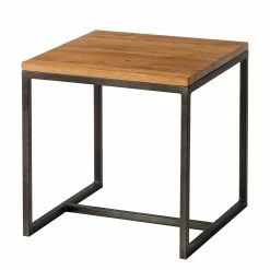 Ars manufacti Table dÂ’appoint Woodson - Acacia massif / Fer - Acacia Marron clair