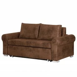 Mooved Canapé convertible Latina IV - Aspect cuir vieilli - Marron - Largeur : 205 cm