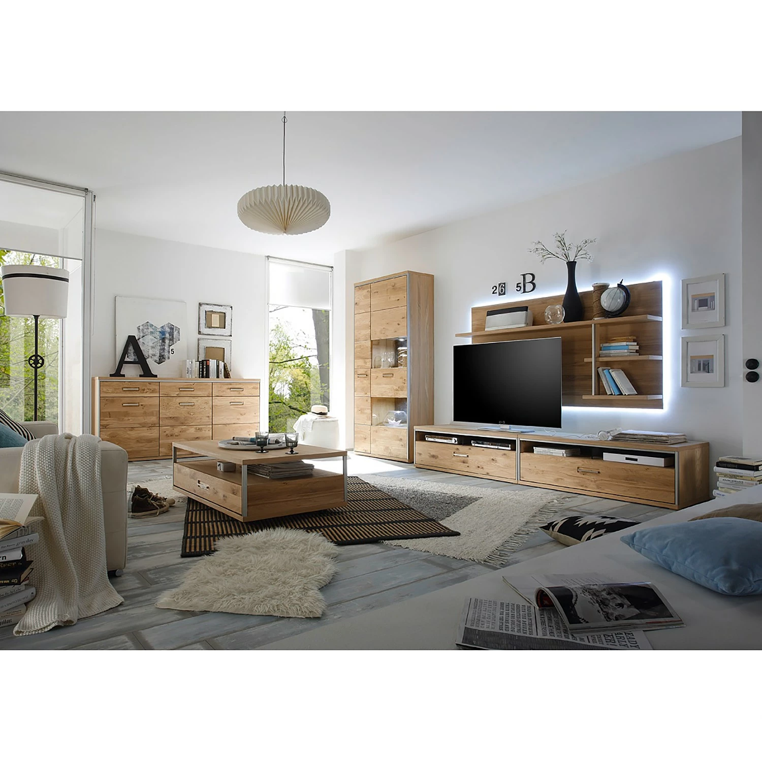 Ars Natura Armoire vitrine Lopburi - Chêne bianco partiellement massif / Ardoise 5 Ars Natura Armoire vitrine Lopburi - Chêne bianco partiellement massif / Ardoise – Image 3