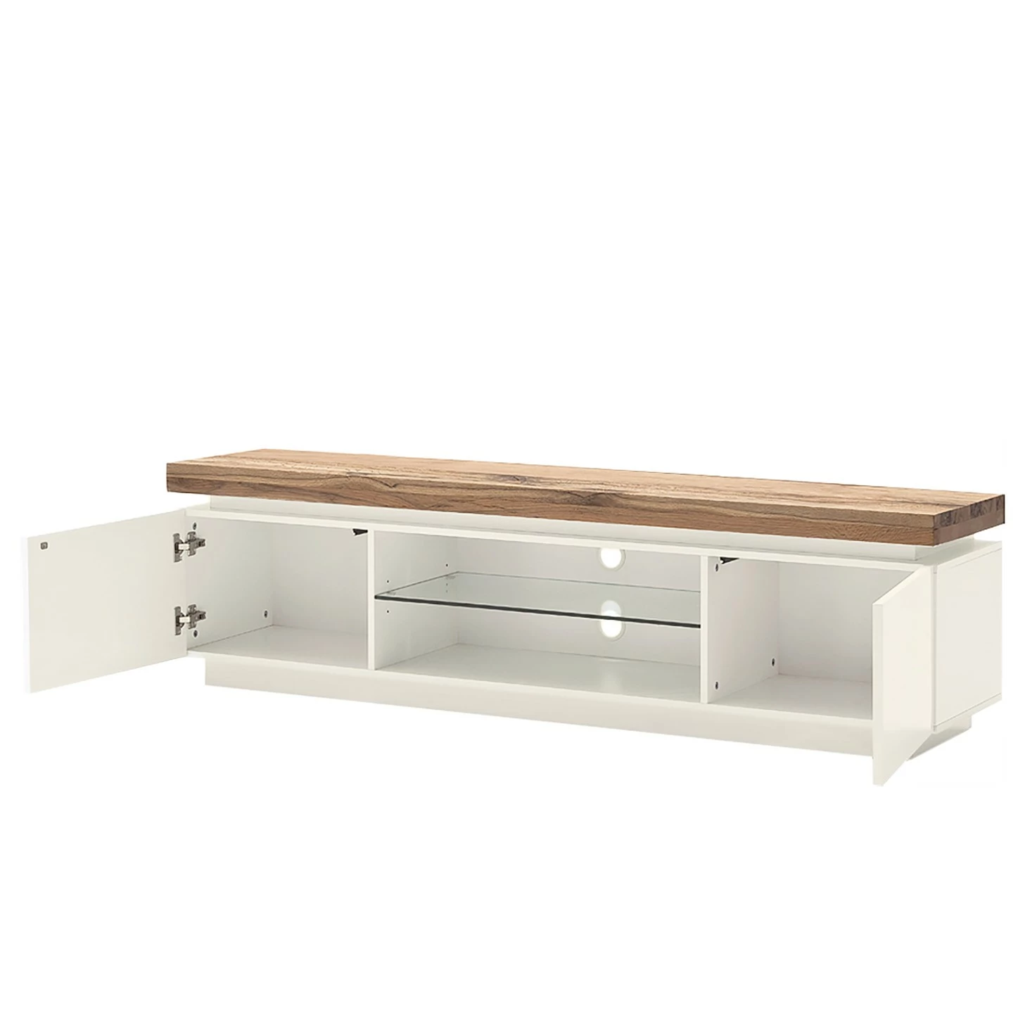 Fredriks Meuble TV Roble I (avec éclairage) - Blanc mat / Plateau en chêne sauvage massif 4 Fredriks Meuble TV Roble I (avec éclairage) - Blanc mat / Plateau en chêne sauvage massif – Image 2