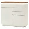Fredriks Commode Roble I - éclairage inclus - Blanc mat / Placage en chêne sauvage massif