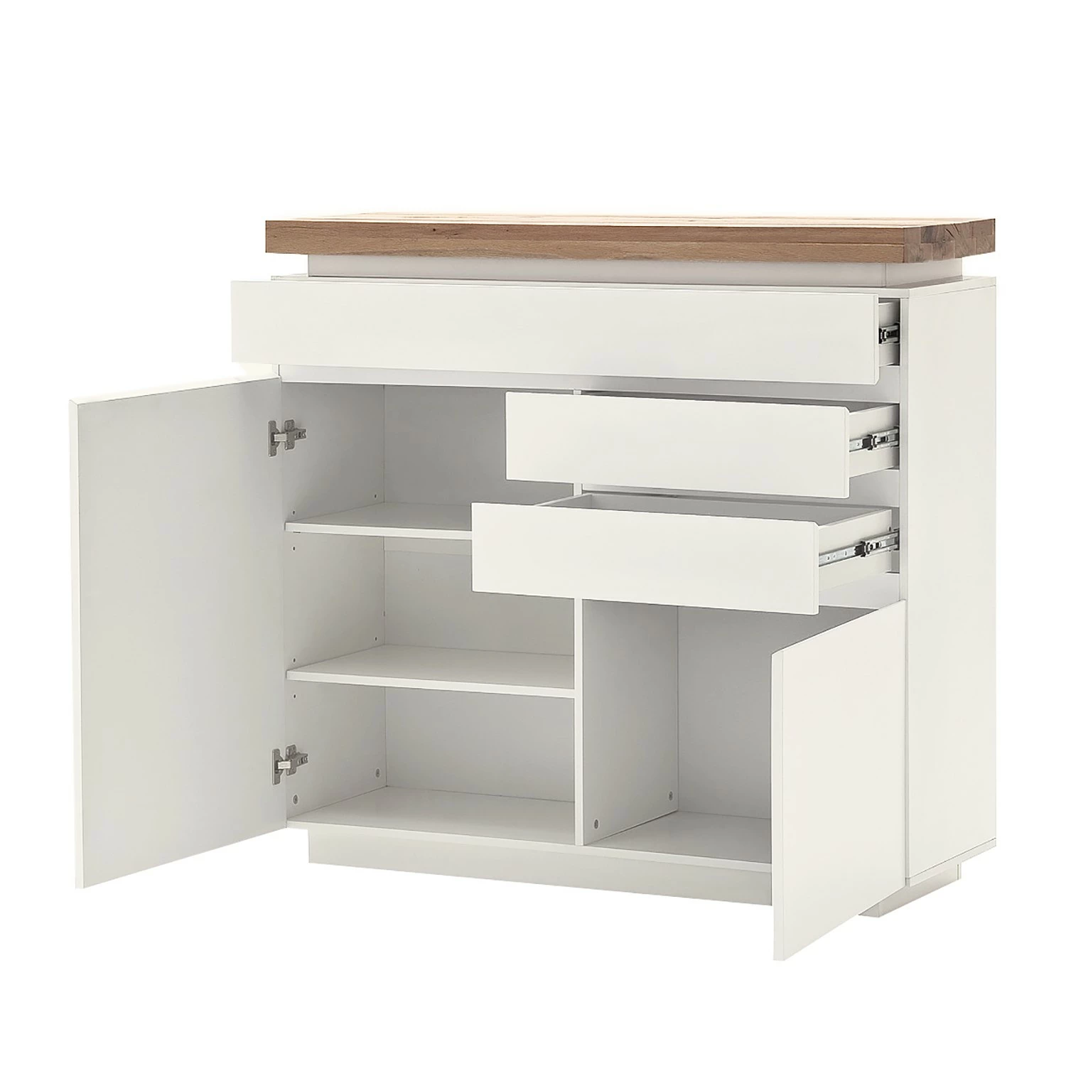 Fredriks Commode Roble I - éclairage inclus - Blanc mat / Placage en chêne sauvage massif 6 Fredriks Commode Roble I - éclairage inclus - Blanc mat / Placage en chêne sauvage massif – Image 4