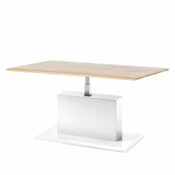 GWINNER Table basse Solano - Chêne noueux / Blanc - Réglable en hauteur