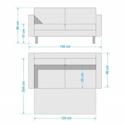Mooved Canapé convertible Latina - Tissu Doran : Gris - Largeur : 150 cm -loftscape Boutique 1000073207 201125 15401100061 SKETCH DETAILS P000000001000073207 sketch