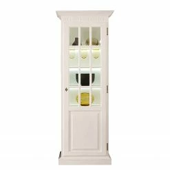 Ridgevalley Armoire vitrine La Carlotta II - Pin massif - Crème - Avec éclairage