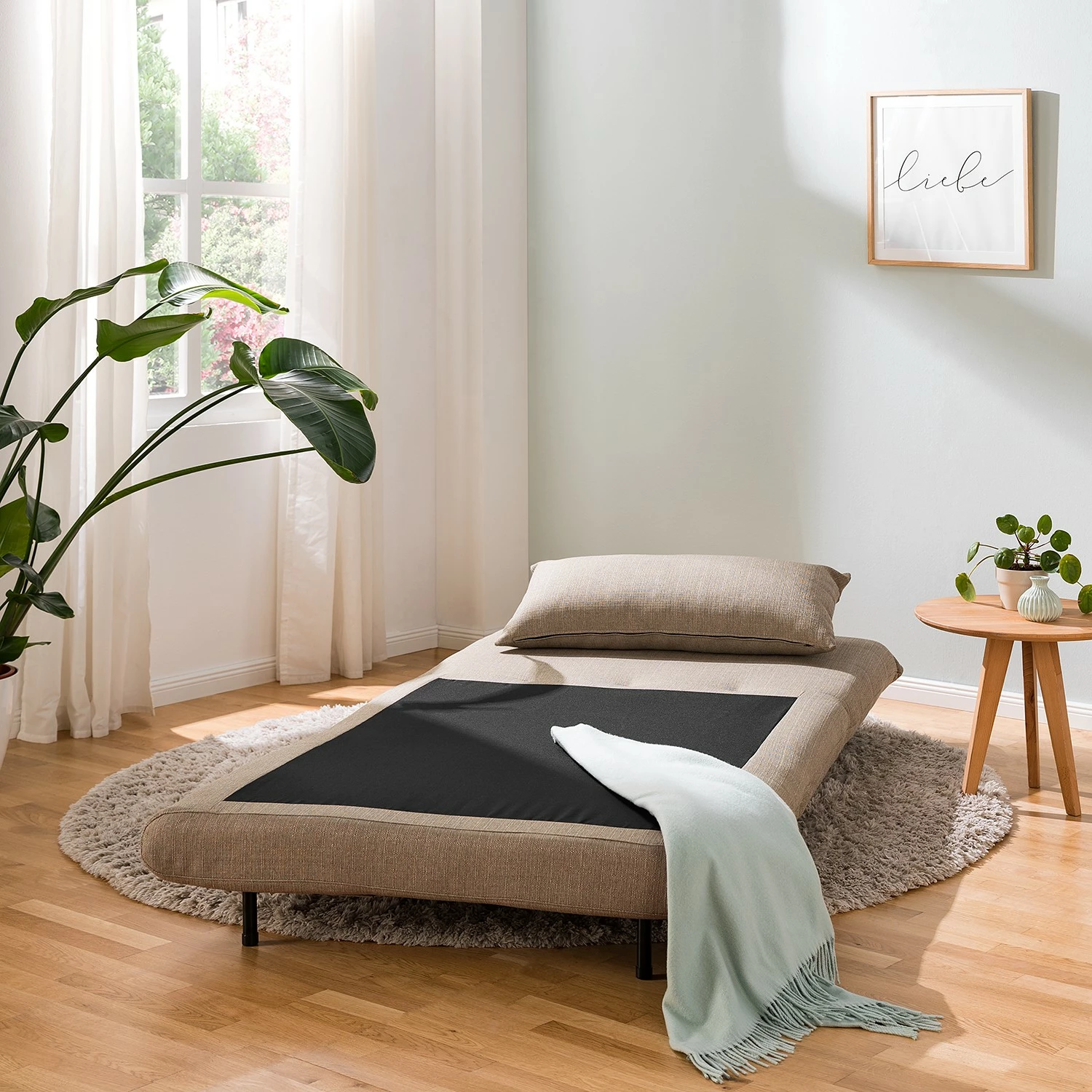 Mørteens Fauteuil convertible Ösmo -Tissu - Gris sable 5 Mørteens Fauteuil convertible Ösmo -Tissu - Gris sable – Image 3