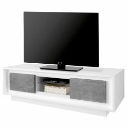 LC Spa Meuble TV Forenza - Imitation béton / Blanc