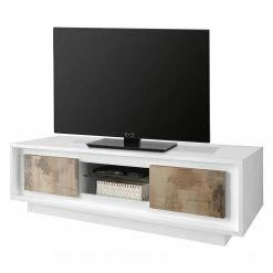 LC Spa Meuble TV Forenza - Marron clair / Blanc