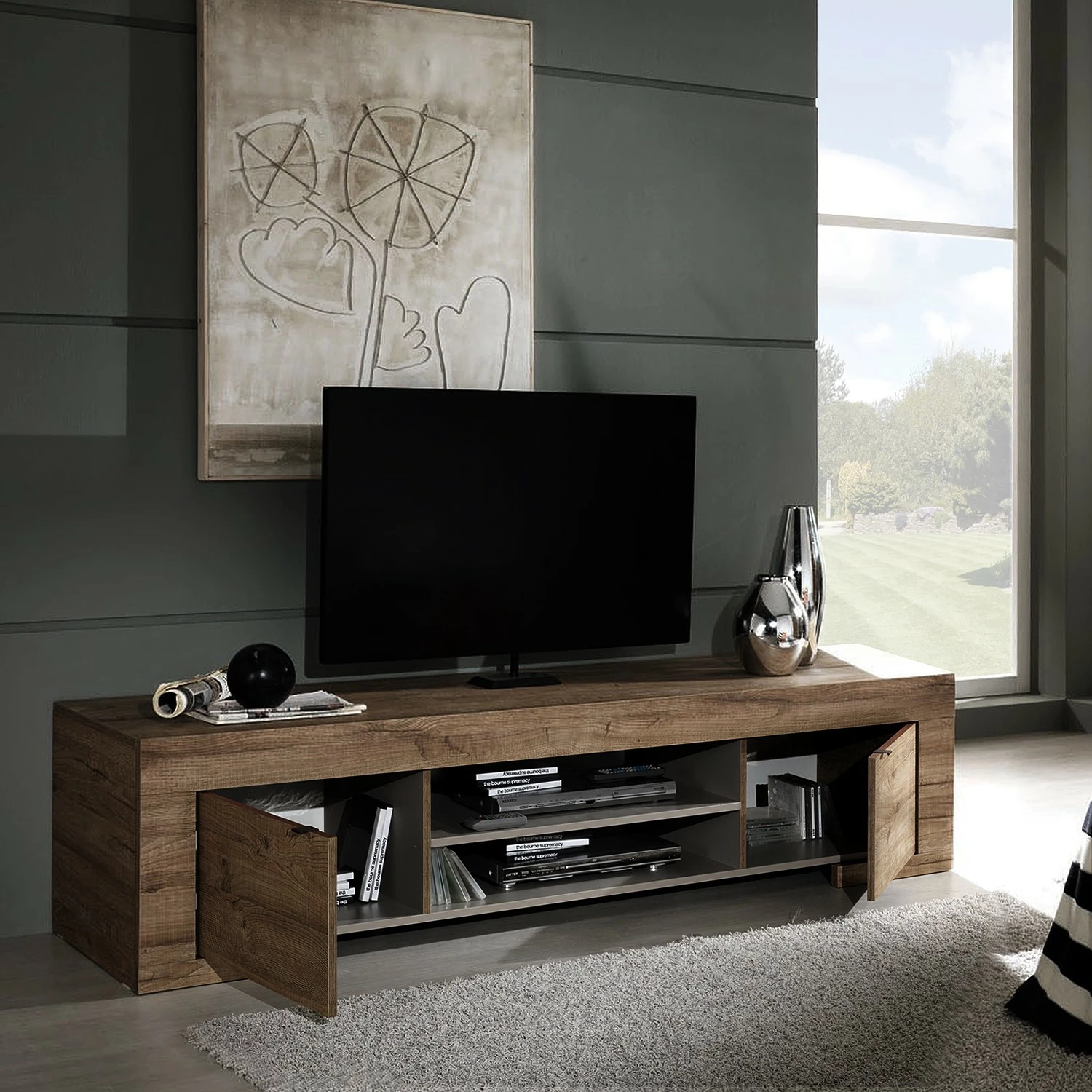 LC Spa Meuble TV Milano LC - Imitation chêne foncé 5 LC Spa Meuble TV Milano LC - Imitation chêne foncé – Image 3