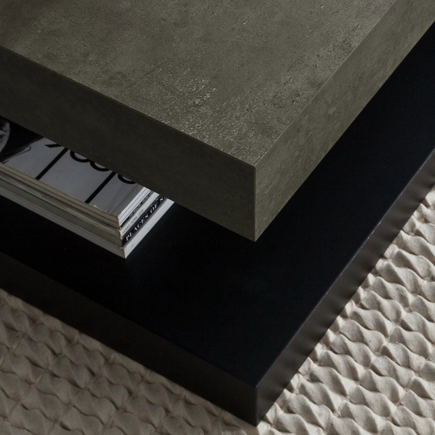 Temahome Table basse Detroit - Imitation béton / Noir mat 9 Temahome Table basse Detroit - Imitation béton / Noir mat – Image 7