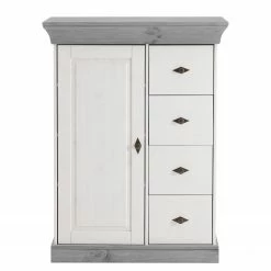 Maison Belfort Commode Bergen II - Pin massif - Blanc / Gris