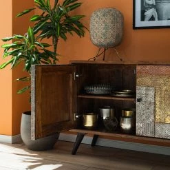 Wolf-Möbel Buffet Orient - Acacia massif / Métal - Multicolore -loftscape Boutique 1000114122 200630 10585200013 DETAILS P000000001000114122