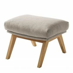 Studio Copenhagen Pouf repose-pieds Hepburn I - Tissu Milan : Beige - Chêne foncé