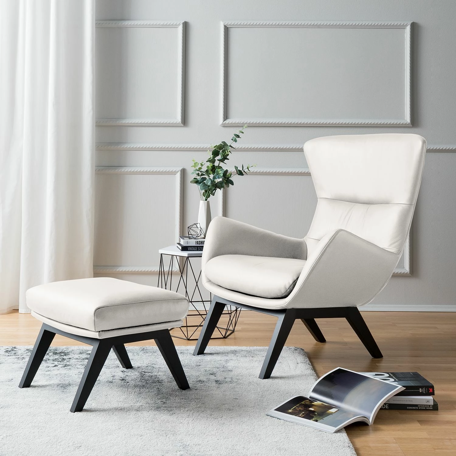 Studio Copenhagen Pouf repose-pieds Hepburn I - Cuir véritable Neka : Blanc - Noir 4 Studio Copenhagen Pouf repose-pieds Hepburn I - Cuir véritable Neka : Blanc - Noir – Image 2