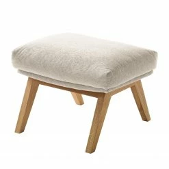 Studio Copenhagen Pouf repose-pieds Hepburn I - Tissu Saia: Beige - Chêne foncé