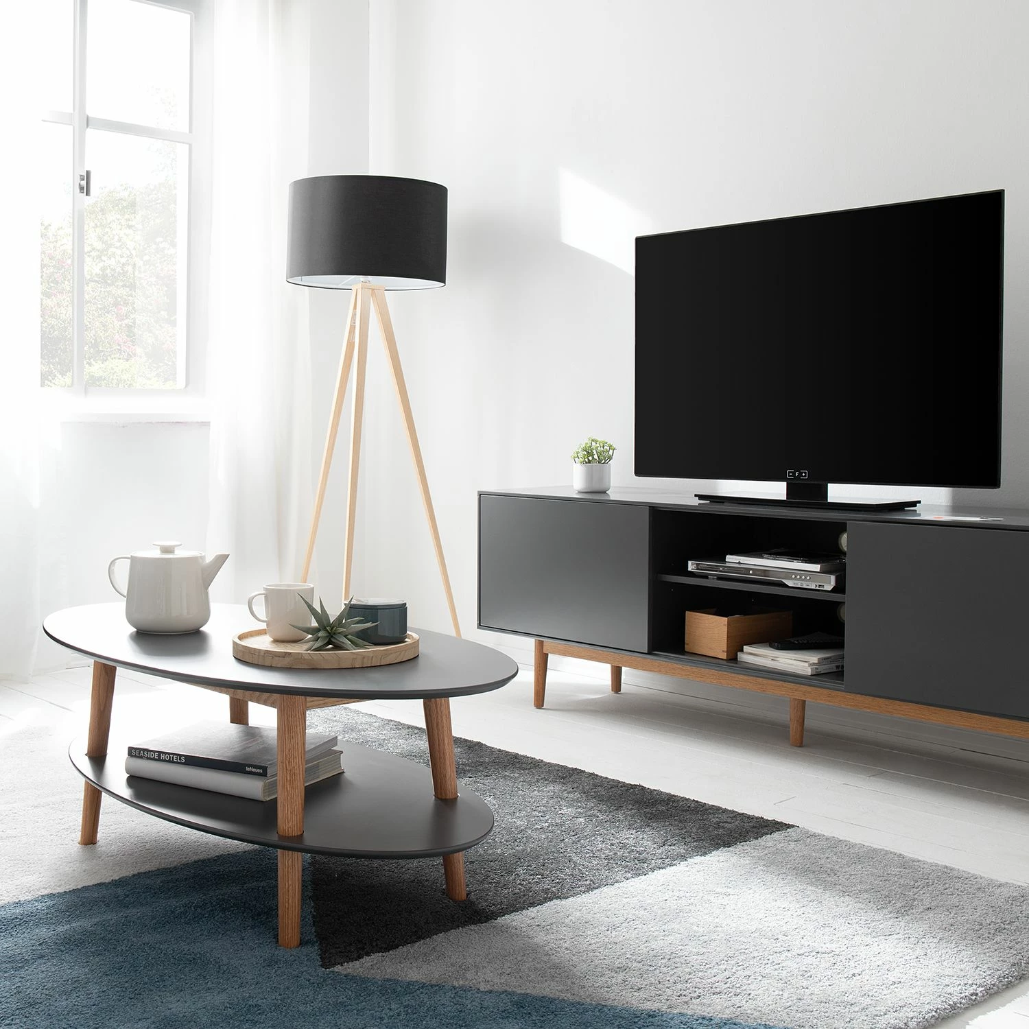 Mørteens Table basse Lindholm - Partiellement en chêne massif - Gris 4 Mørteens Table basse Lindholm - Partiellement en chêne massif - Gris – Image 2