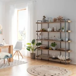 Ars manufacti Bibliothèque Dharai II - Placage en bois véritable / Métal - Chêne / Argenté -loftscape Boutique 1000117167 180912 12435706 MOOD GALLERYIMAGES P000000001000117167 mood