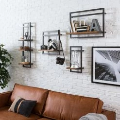 Ars manufacti Étagère murale Manchester - Acacia massif / Métal - Acacia / Anthracite - 22 x 85 cm -loftscape Boutique 1000117172 180820 08335908 MOOD GALLERYIMAGES P000000001000117172 mood