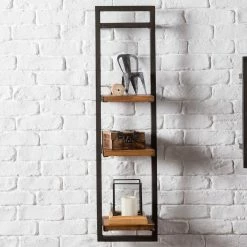 Ars manufacti Étagère murale Manchester - Acacia massif / Métal - Acacia / Anthracite - 22 x 85 cm -loftscape Boutique 1000117172 180820 08335909 MOOD GALLERYIMAGES P000000001000117172 mood