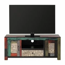 Wolf-Möbel Meuble TV Goa III - Partiellement en manguier massif - Manguier marron foncé / Bleu -loftscape Boutique 1000117580 191106 09425400045 DETAILS P000000001000117580