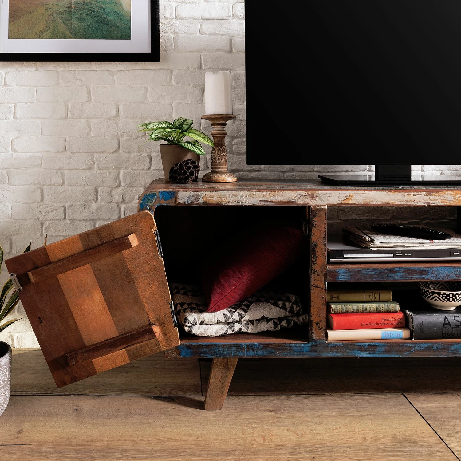 Ars manufacti Meuble TV Yazoo - Bois recyclé massif - Multicolore 7 Ars manufacti Meuble TV Yazoo - Bois recyclé massif - Multicolore – Image 5