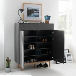 Mørteens Meuble à chaussures Lindholm II - Partiellement en chêne massif - Gris -loftscape Boutique 1000119255 190214 13124400002 GALLERYIMAGES P000000001000119255