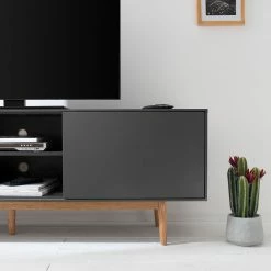 Mørteens Meuble TV Lindholm - Partiellement en chêne massif - Gris - 180 x 45 cm -loftscape Boutique 1000119256 190211 10373900006 GALLERYIMAGES P000000001000119256