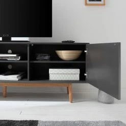 Mørteens Meuble TV Lindholm - Partiellement en chêne massif - Gris - 180 x 45 cm -loftscape Boutique 1000119256 190211 10373900007 GALLERYIMAGES P000000001000119256