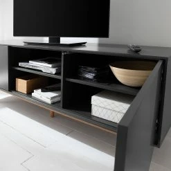 Mørteens Meuble TV Lindholm - Partiellement en chêne massif - Gris - 180 x 45 cm -loftscape Boutique 1000119256 190211 10373900008 GALLERYIMAGES P000000001000119256