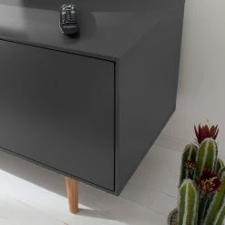 Mørteens Meuble TV Lindholm - Partiellement en chêne massif - Gris - 180 x 45 cm -loftscape Boutique 1000119256 190211 10373900009 GALLERYIMAGES P000000001000119256