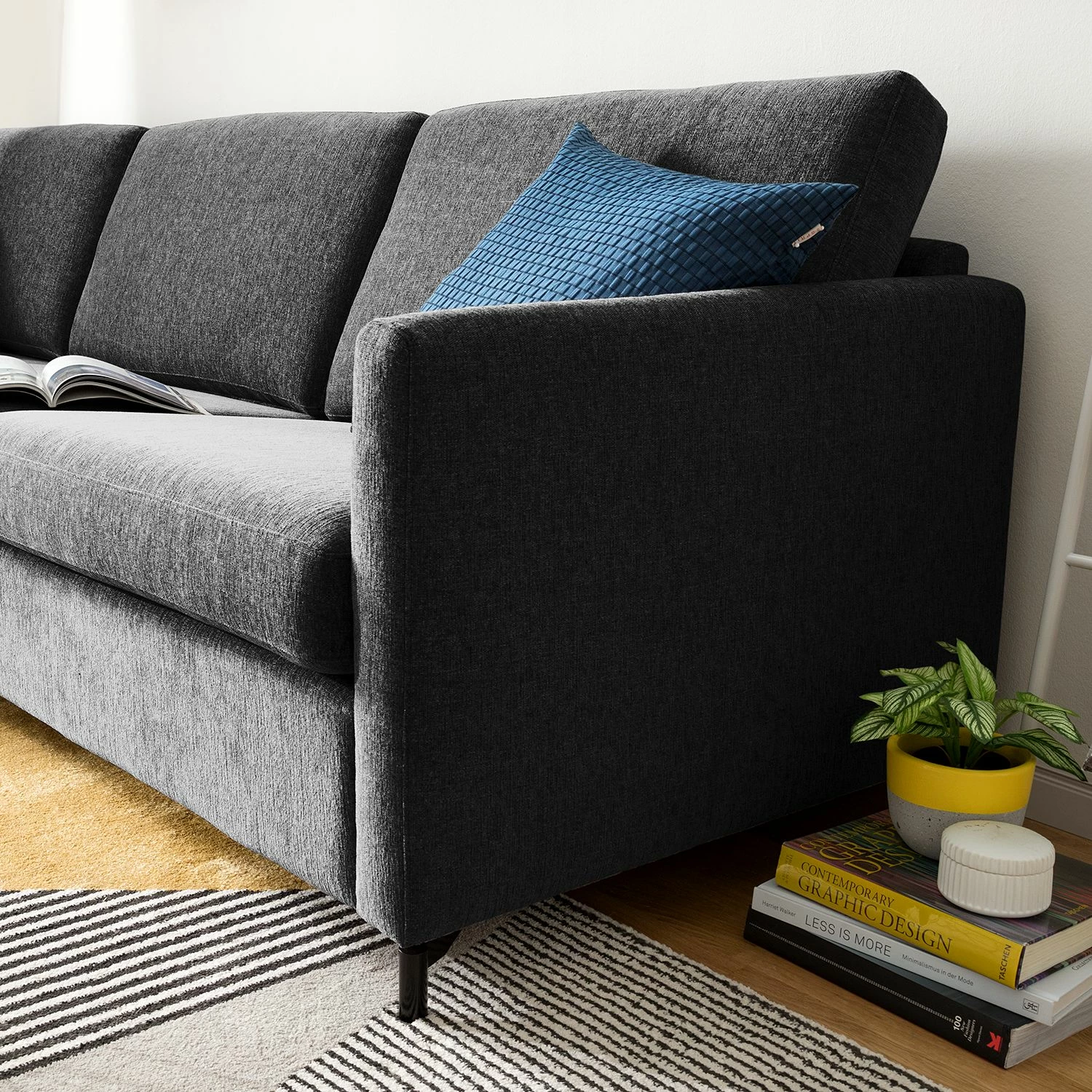 Fredriks Canapé d’angle Cipo I - Noir chiné - Méridienne courte à gauche (vue de face) 13 Fredriks Canapé d’angle Cipo I - Noir chiné - Méridienne courte à gauche (vue de face) – Image 11