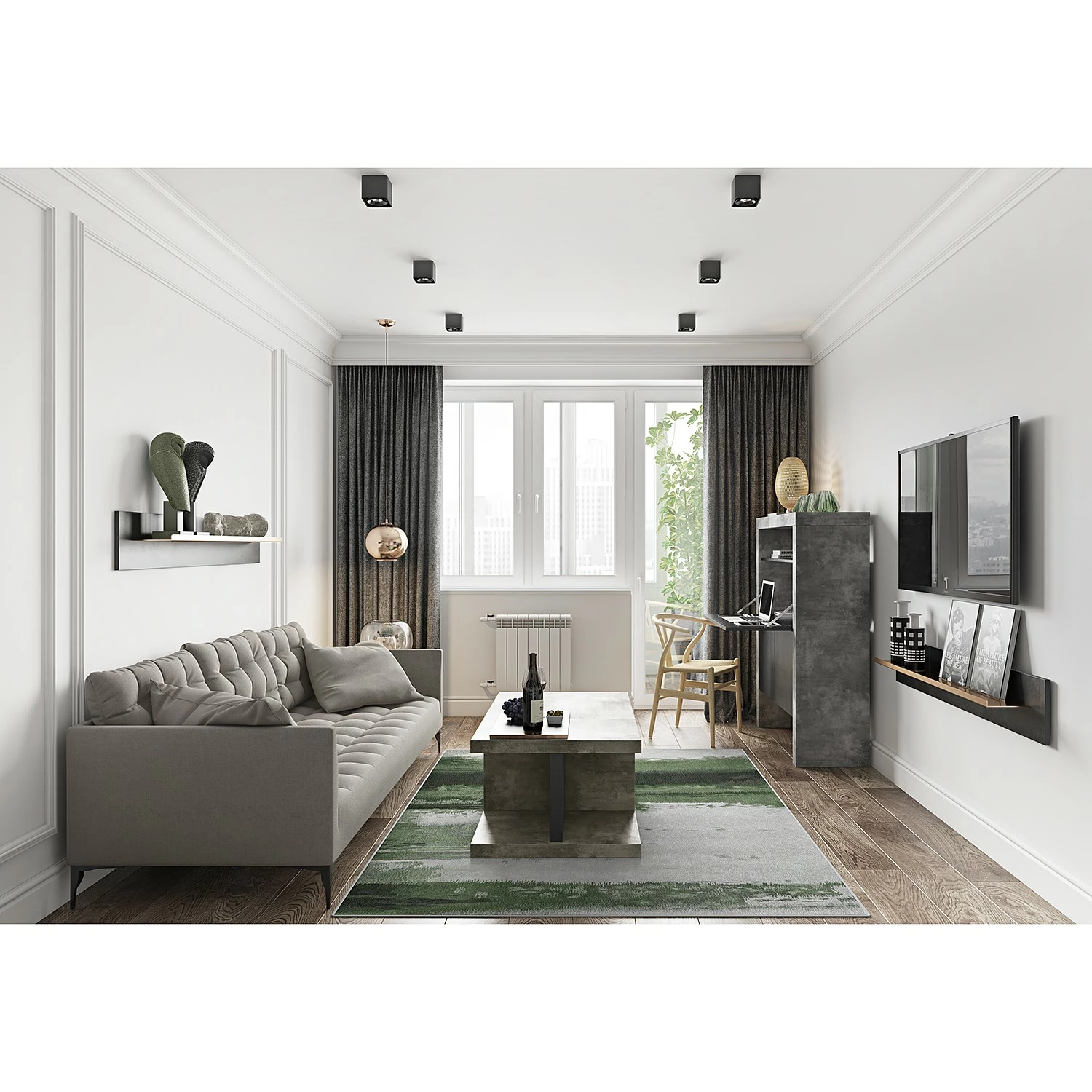 Temahome Table basse Detroit II - Imitation béton / Noir mat 6 Temahome Table basse Detroit II - Imitation béton / Noir mat – Image 4